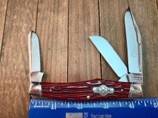 Schatt and Morgan Reverse Gunstock Stockman Fire and Wire Series Blood Red Worm Groove Bone