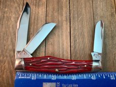 Schatt and Morgan Reverse Gunstock Stockman Fire and Wire Series Blood Red Worm Groove Bone