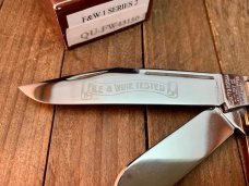 Schatt and Morgan Reverse Gunstock Stockman Fire and Wire Series Blood Red Worm Groove Bone