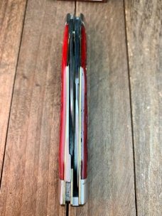 Schatt and Morgan Reverse Gunstock Stockman Fire and Wire Series Blood Red Worm Groove Bone