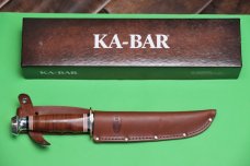 KA-BAR 1236 Bowie Knife 6-15/16" Blade, Stacked Leather Handles, Leather Sheath