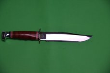 KA-BAR 1236 Bowie Knife 6-15/16" Blade, Stacked Leather Handles, Leather Sheath