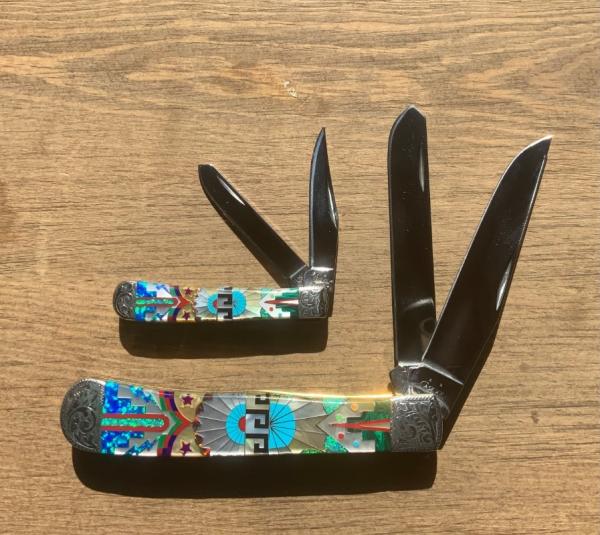 CASE Custom One of a Kind Set. Inlaid handles.  Etched Bolsters