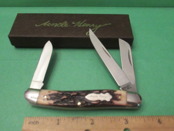 Schrade Uncle Henry Imitation Stag Handle Stockman Pattern # 897UH  
