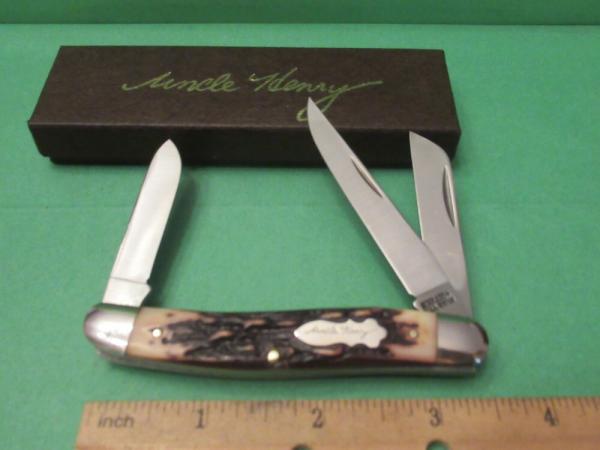 Schrade Uncle Henry Imitation Stag Handle Stockman Pattern # 897UH  