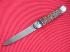 Rare Early Vintage German N. SCHREIBER & SONS SOLINGEN GERMANY Jigged Bone Leverlock Knife