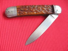 Rare Early Vintage German N. SCHREIBER & SONS SOLINGEN GERMANY Jigged Bone Leverlock Knife