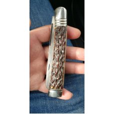 4 34quot Custom Handmade Pocket Knife Nice Pattern Damascus blade with Filework Premium Stage