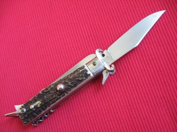 Vintage Italian Quality LEPRE 5 Blade Shell Puller Fulcrum Stag Switchblade Knife
