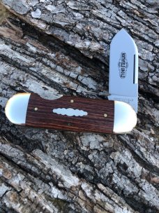 GEC NORTHFIELD 362112 EZ OPEN KING WOOD SUNFISH MADE 1095 CARBON STEEL KNIVE 