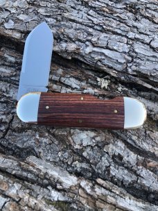 GEC NORTHFIELD 362112 EZ OPEN KING WOOD SUNFISH MADE 1095 CARBON STEEL KNIVE 