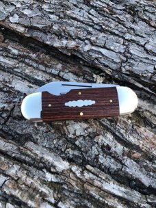 GEC NORTHFIELD 362112 EZ OPEN KING WOOD SUNFISH MADE 1095 CARBON STEEL KNIVE 