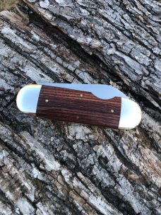 GEC NORTHFIELD 362112 EZ OPEN KING WOOD SUNFISH MADE 1095 CARBON STEEL KNIVE 