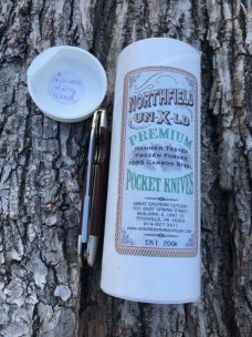 GEC NORTHFIELD 362112 EZ OPEN KING WOOD SUNFISH MADE 1095 CARBON STEEL KNIVE 