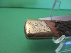 Parker Cut Co. Brown Bone Folding Lock Back 1 of 1 Turkey Etched Bolsters 