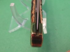 Parker Cut Co. Brown Bone Folding Lock Back 1 of 1 Turkey Etched Bolsters 