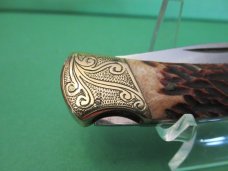 Parker Cut Co. Brown Bone Folding Lock Back 1 of 1 Turkey Etched Bolsters 