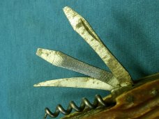 VINTAGE JAPAN 11 BLADE BONE HANDLE CAMP CAMPING SURVIVAL HOBO FORK FOLDING POCKET KNIFE KNIVES OLD