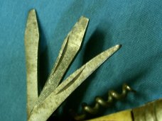 VINTAGE JAPAN 11 BLADE BONE HANDLE CAMP CAMPING SURVIVAL HOBO FORK FOLDING POCKET KNIFE KNIVES OLD