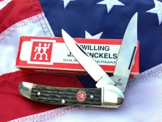 J A Henckels Copperhead Pocket Knife w/ MM Green Handles +Red Shield -NOS