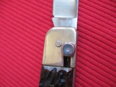 Rare Vintage Solingen Cutlery Germany Slide Button Bone Switchblade Knife