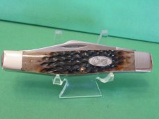 Case XX 1987 Raised Letter Shield Brown Bone Large Stockman Pattern # 6375