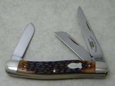 Schrade + USA Jigged Delrin 825RB Razor Blade Stainless Slim Premium Stockman Knife in Tube c.1970's