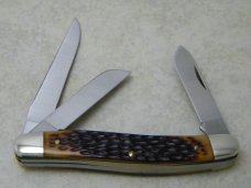 Schrade + USA Jigged Delrin 825RB Razor Blade Stainless Slim Premium Stockman Knife in Tube c.1970's