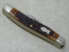 Schrade + USA Jigged Delrin 825RB Razor Blade Stainless Slim Premium Stockman Knife in Tube c.1970's