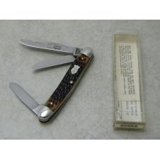 Schrade NY USA Jigged Delrin 855RB Razor Blade Stainless Stockman Knife in Tube c1970s