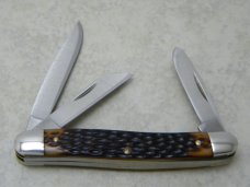 Schrade NY USA Jigged Delrin 855RB Razor Blade Stainless Stockman Knife in Tube c.1970's