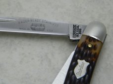 Schrade NY USA Jigged Delrin 855RB Razor Blade Stainless Stockman Knife in Tube c.1970's