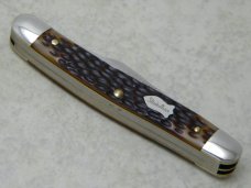 Schrade NY USA Jigged Delrin 855RB Razor Blade Stainless Stockman Knife in Tube c.1970's