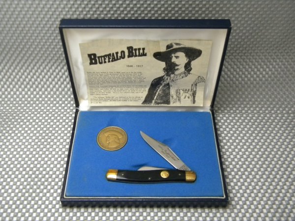 Schrade Walden SW CUT BB2 USA Buffalo Bill Commemorative Stockman Knife and Coin in Box