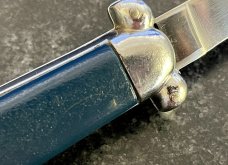 Super Automatic Out The Front, Blue Handle, Hard To Find Variation, Marked STAINLESS STEEL, Used 