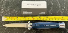 Super Automatic Out The Front, Blue Handle, Hard To Find Variation, Marked STAINLESS STEEL, Used 