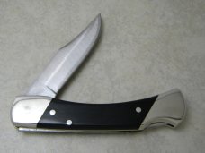Schrade + USA LB7 Dark Wood Folding Hunter Bear Paw Knife w/Leather Pouch