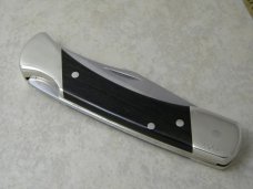 Schrade + USA LB7 Dark Wood Folding Hunter Bear Paw Knife w/Leather Pouch