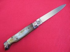Vintage Italian Slant Bolster Switchblade Knife - Unusual Horn