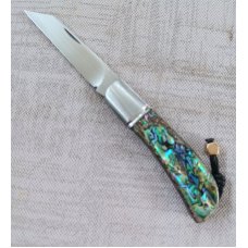 Vincenzo Balistreri Abalone Marea Slipjoint..3.75" clsd..interior lanyard pin..filework..coa and sl