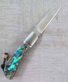 Vincenzo Balistreri Abalone Marea Slipjoint..3.75" clsd..interior lanyard pin..filework..coa and sl