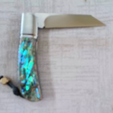 Vincenzo Balistreri Abalone Marea Slipjoint..3.75" clsd..interior lanyard pin..filework..coa and sl