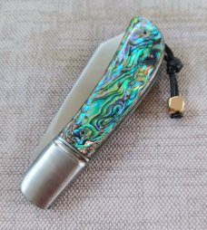 Vincenzo Balistreri Abalone Marea Slipjoint..3.75" clsd..interior lanyard pin..filework..coa and sl