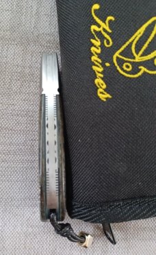 Vincenzo Balistreri Abalone Marea Slipjoint..3.75" clsd..interior lanyard pin..filework..coa and sl