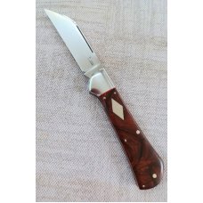 K'roo Custom Raven Knife,,3.75..Desert Ironwood...rwl34. Filework..red G10 spacers/liners..coa/slip