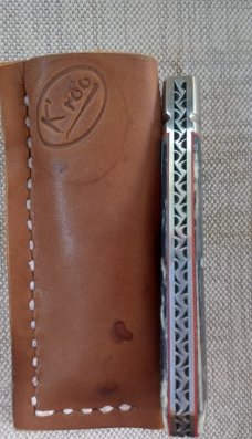 K'roo Jackal..Dogleg Sheepsfoot..Kudu Bone...3.75"..Rwl34..red houndstooth and accents...coa/slip