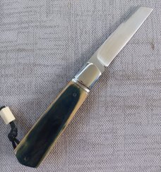 Vincenzo Balistreri Bark Mammoth White Wolf Slipjoint..4" clsd..interior lanyard pin..filework 