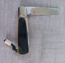 Vincenzo Balistreri Bark Mammoth White Wolf Slipjoint..4" clsd..interior lanyard pin..filework 