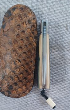 Vincenzo Balistreri Bark Mammoth White Wolf Slipjoint..4" clsd..interior lanyard pin..filework 