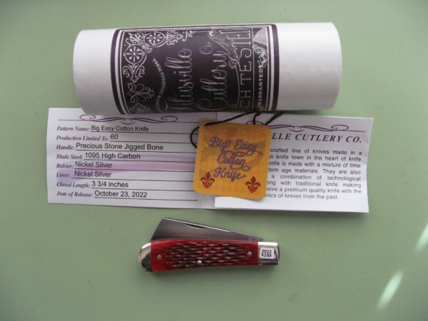 DANIELS FAMILY KNIFE BRANDS-TITUSVILLE CUTLERY-BIG EASY COTTON KNIFE-PRECIOUS STONE BONE #2
